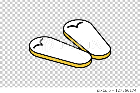 ビーチサンダルのシンプルな線画イラスト、夏のアイソメトリックイラスト 127566174