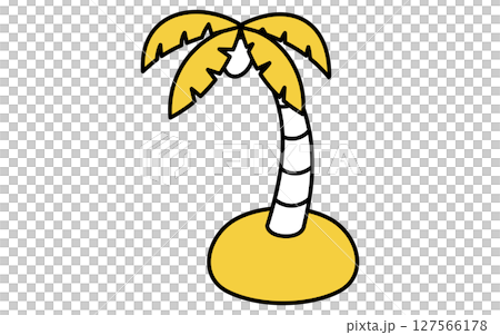 ヤシの木のシンプルな線画イラスト、夏のアイソメトリックイラスト 127566178