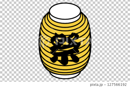 祭りの文字入り提灯のシンプルな線画イラスト、夏のアイソメトリックイラスト 127566192