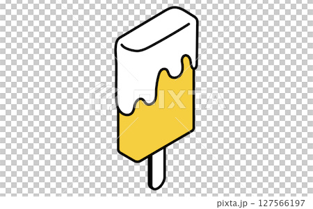 牛奶冰淇淋的簡單線條畫插圖,夏季等距插圖 牛奶冰淇淋的簡單線條畫插圖,夏季等距插圖 127566197