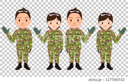 Self-Defense Forces - Illustration of male and female Self-Defense Force members 127566582