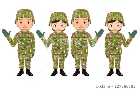 自衛隊　男性と女性自衛官のイラスト 127566583