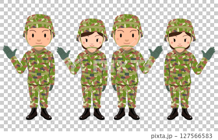 自衛隊　男性と女性自衛官のイラスト 127566583