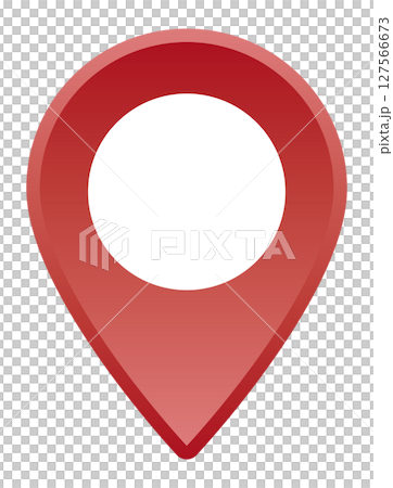イラスト素材：マップのピン　ベクター 3D　オレンジ　赤　red pin point. pin lo 127566673