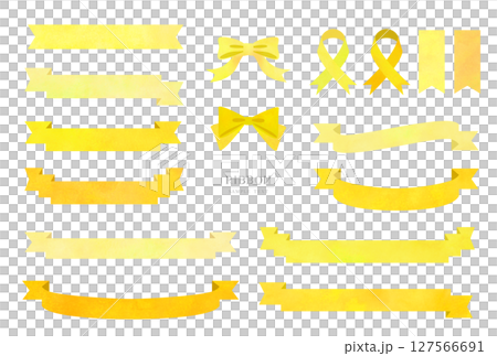 黃色水彩絲帶插畫素材集 127566691