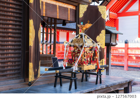 Golden mikoshi decor at Sumiyoshi Taisha Shrine, Osaka 127567003