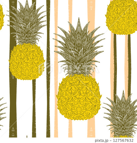 seamless pattern with pineapples and watercolor seamless pattern with pineapples and watercolor 127567632
