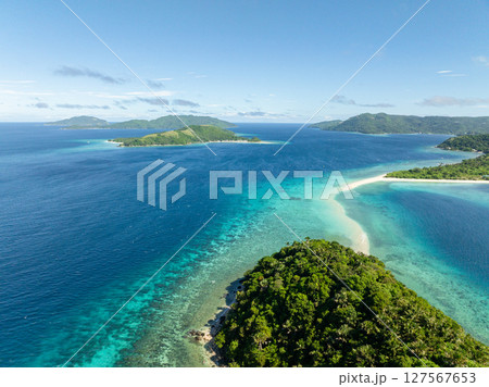 Panorama view of Islands and white sand beaches in Romblon, Romblon. Philippines. 127567653