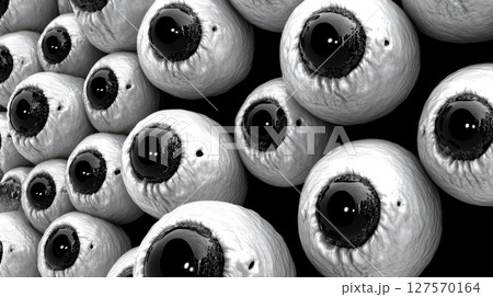 Many Realistic Eyes Seamless Texture Black White Digital Art 3d up dark gaze iris image model light 127570164