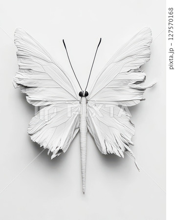 Elegant White Butterfly Wings Monochrome Art Nature Design Minimalist Still Life Photography Graphic 127570168