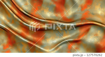 Elegant Golden Orange Fabric Texture Draped Silk Background Design Pattern art wave fold rich warm 127570262