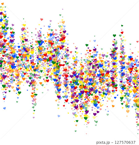 Rainbow colored scattered hearts. LGBT valentine 127570637
