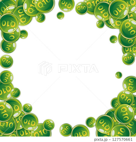 Vitamin Q10 round capsules scattered randomly. Vitamin Q10 round capsules scattered randomly. 127570661