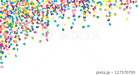 Flying latin letters. Colorful childish scattered 127570795
