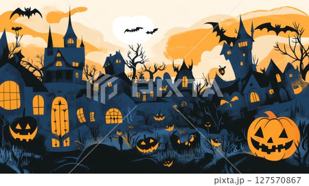 ハロウィン背景の夜のハロウィン 127570867