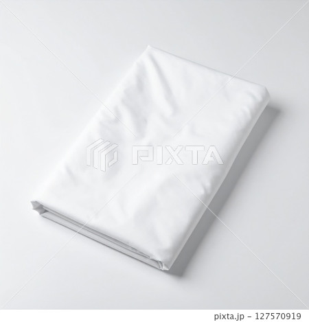 White Fabric Folded on White Background 127570919