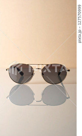 Gold Metal Frame Round Sunglasses with Grey Lenses 127570999