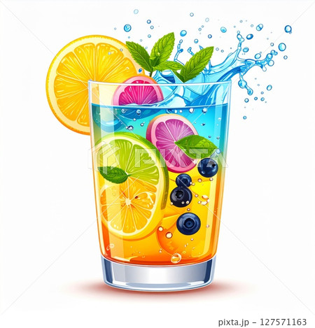 Refreshing Summer Fruit Cocktail with Citrus and Berries 127571163