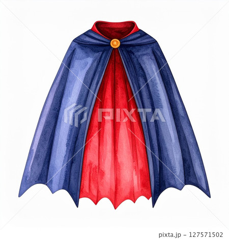 Watercolor Illustration of a Red and Blue Cape 127571502