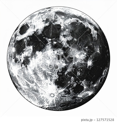 Grayscale Detailed Moon Surface Image 127571528