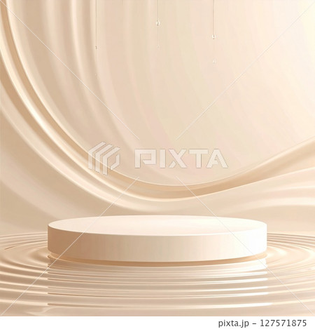 Cream Beige Cylindrical Product Display Podium 127571875