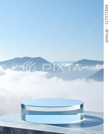 Glass Platform Above Clouds and Mountains Glass Platform Above Clouds and Mountains 127571888