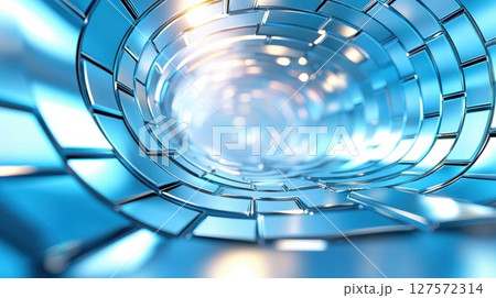 Abstract blue metallic tunnel futuristic technology background Abstract blue metallic tunnel futuristic technology background 127572314