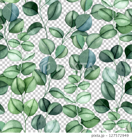 eucalyptus leaves seamless pattern. watercolor print green leaves illustration eucalyptus leaves seamless pattern. watercolor print green leaves illustration 127572949