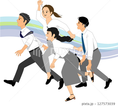 人物:目標に向かって走る人々 人物:目標に向かって走る人々 127573039