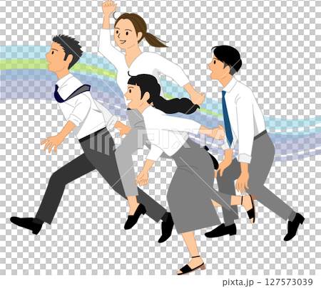 人物:目標に向かって走る人々 人物:目標に向かって走る人々 127573039