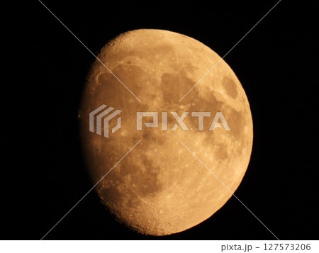 The moon in crescent gibbous phase. Moonscape Details in Contrast 127573206