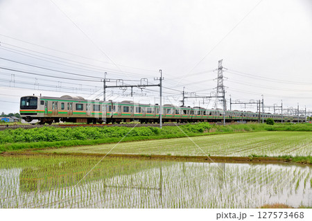東北本線　東鷲宮－栗橋　JR東日本　E231系1000番台　U4編成（小山） 127573468