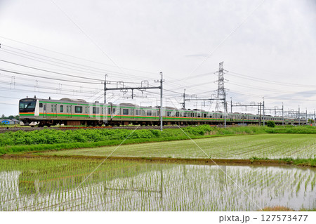 東北本線　東鷲宮－栗橋　JR東日本　E233系3000番台　E62編成（国府津） 127573477