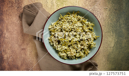 Jonjoli, Colchian klekachka, Georgian appetizer, pickled jonjoli, no people 127573751
