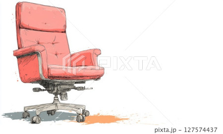 Pink Swivel Office Chair Illustration 127574437