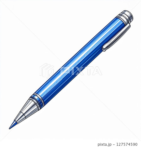 Blue Mechanical Pencil on White Background 127574590
