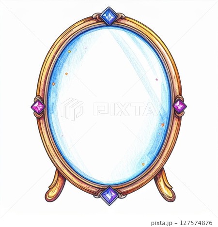 Oval Gold Mirror with Purple and Blue Gems Oval Gold Mirror with Purple and Blue Gems 127574876