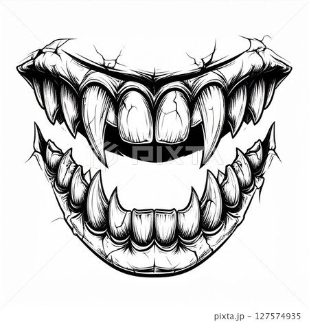 Sharp Fangs of a Monstrous Creatureのイラスト素材 [127574935] - PIXTA