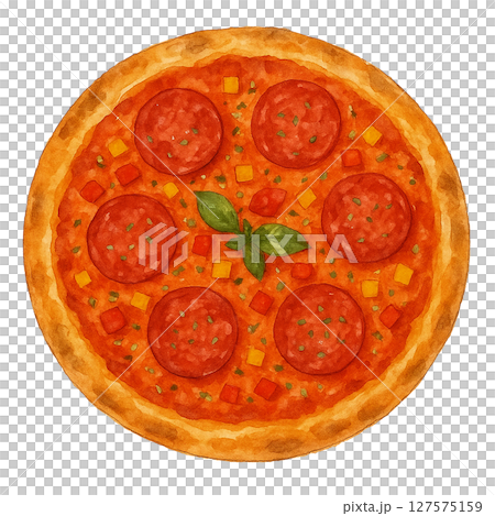 Spicy pepperoni and colorful pepper pizza 127575159