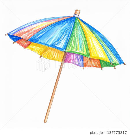 Colorful Striped Beach Umbrella Drawing Colorful Striped Beach Umbrella Drawing 127575217