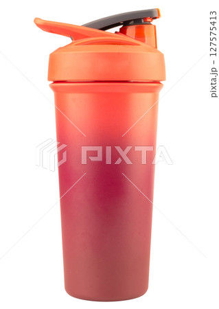 Red water bottle on white drink Red water bottle on white drink 127575413