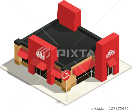 Isometric modern fried chicken restaurant 127575473