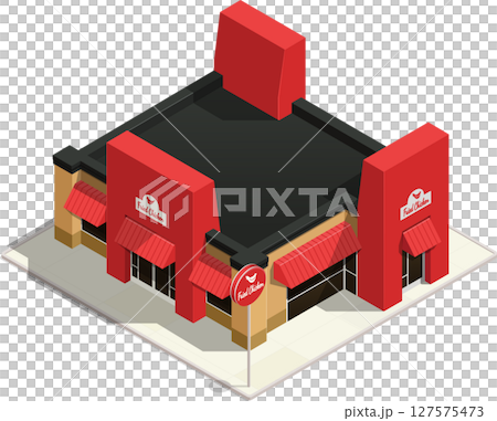 Isometric modern fried chicken restaurant 127575473