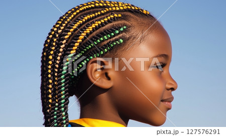African girlrsquo wire cut on head. Haircut 127576291