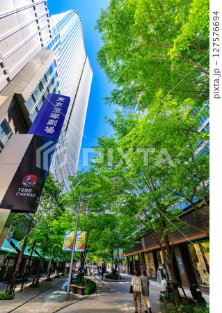 東京　千代田区　有楽町の都市風景　日比谷仲通り 127576694