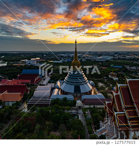 Aerial View of Wat Ketmadi Sriwararam Thai Temple Complex 127577015