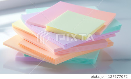 Pastel colored sticky notes stack for office...のイラスト素材 [127577072] - PIXTA
