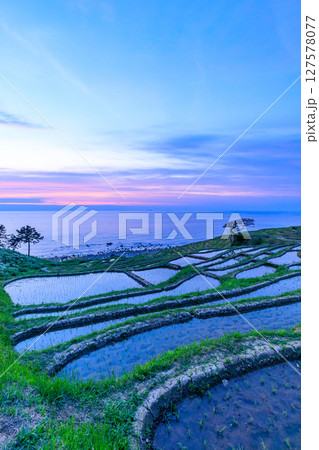 日没後の初夏の白米千枚田　石川県輪島市 127578077