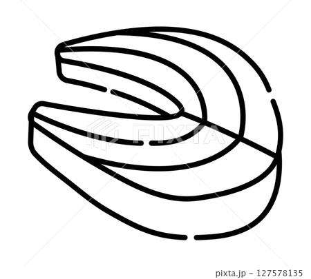 Fish steak black and white vector line icon Fish steak black and white vector line icon 127578135