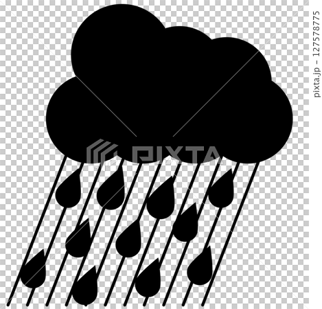 Silhouette icon of heavy rain and raindrops 127578775
